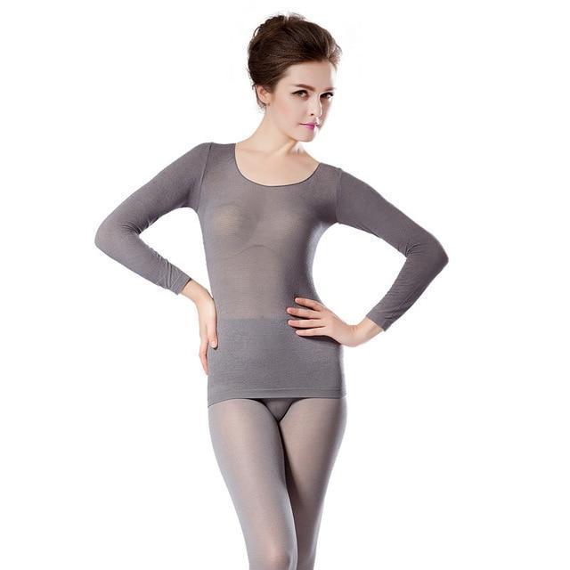 OYBY Womens Lace Stretch Seamless Thermal Underwear Set